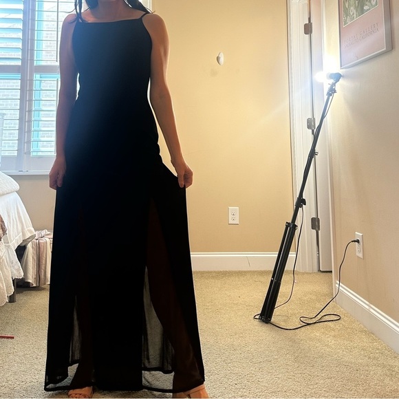 Onyx Nite Vintage 90s Velvet Black Dress made in USA - Picture 1 of 10